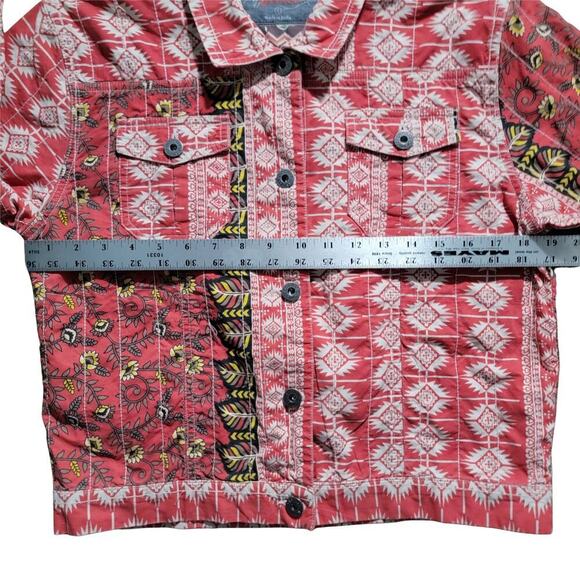 GRAMICCI Jaime Arizona Orange Aztec Printed Cropped Button Up Jacket Womens L - Picture 13 of 16